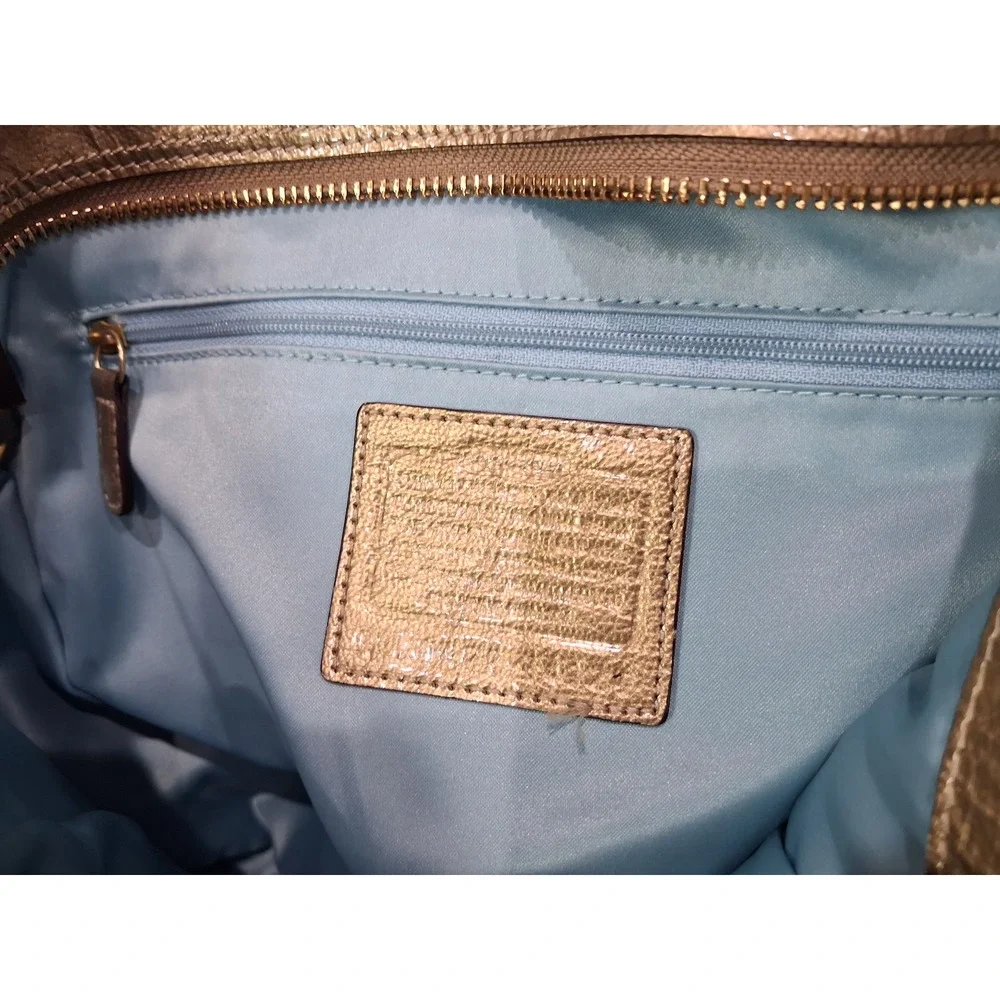 Coach Madison Metallic Gold Leather Chain Tote Bag Champagne Purse